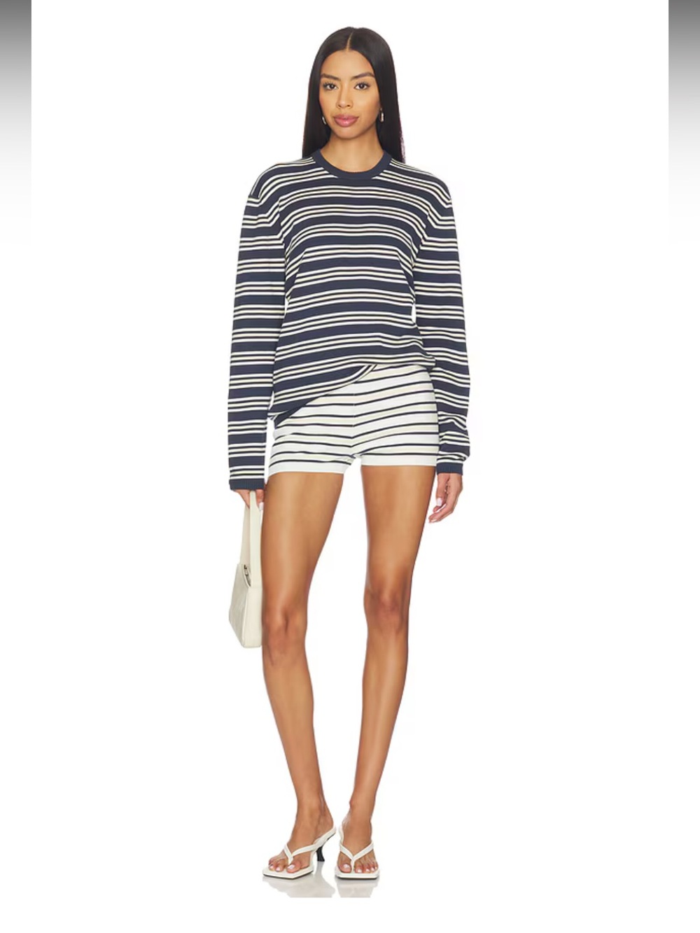NWT Eaves Cydnee Striped Knit Short in Ivory & Navy Stripe